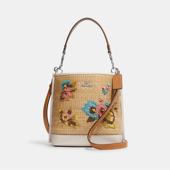 Coach Tan and Cream Shoulder Bag with Floral Design - Picture 1 of 15